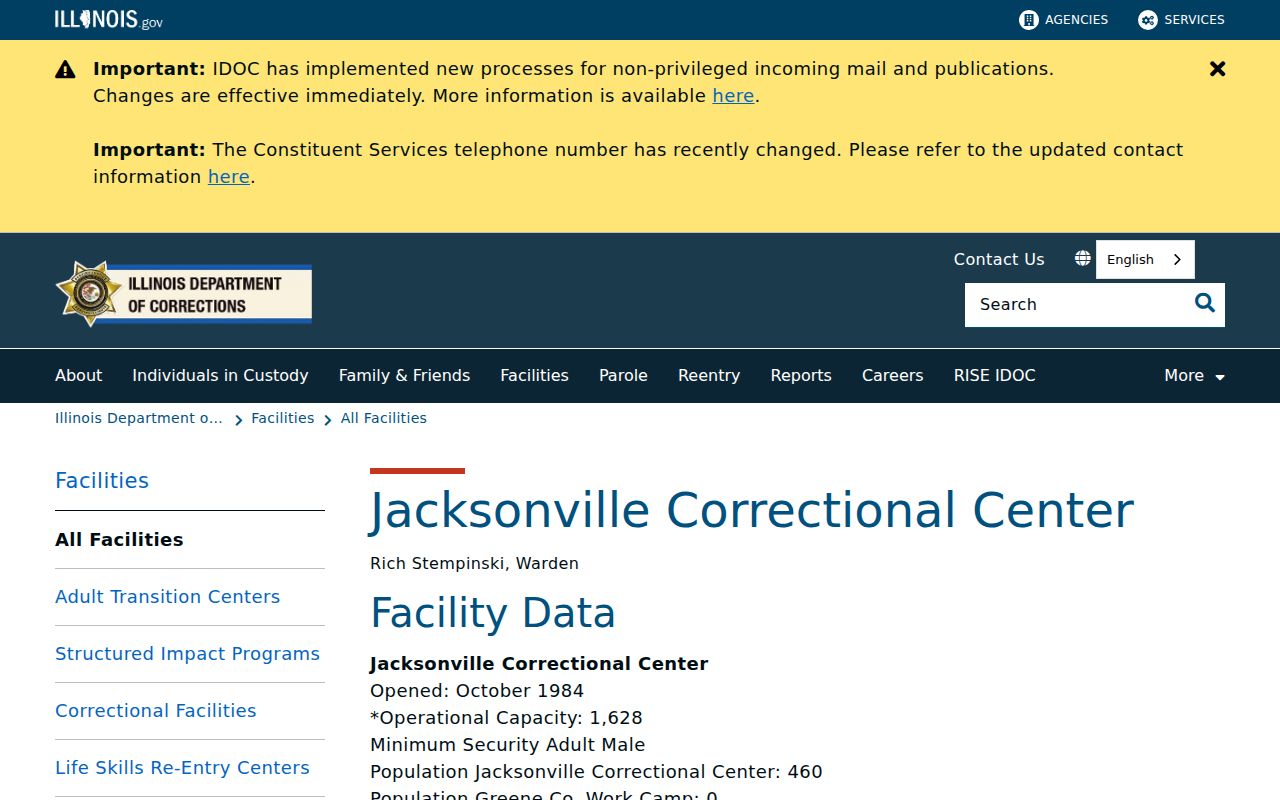 Morgan County arrest history Jacksonville Correctional Center