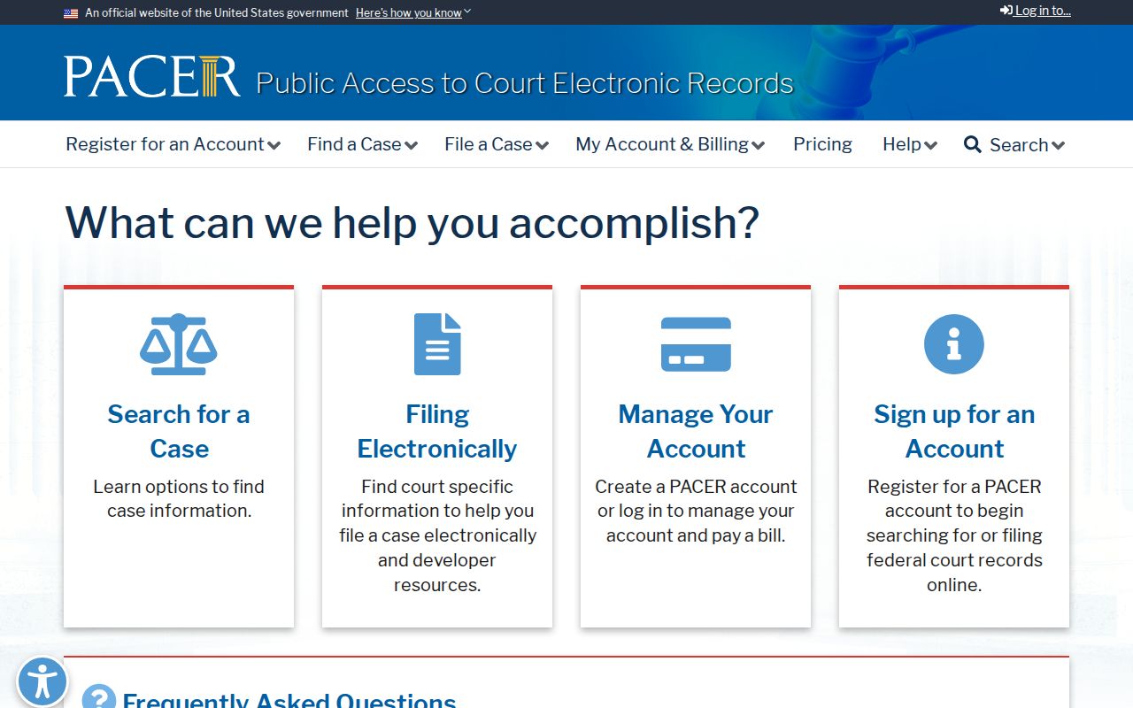 PACER search for federal criminal court records