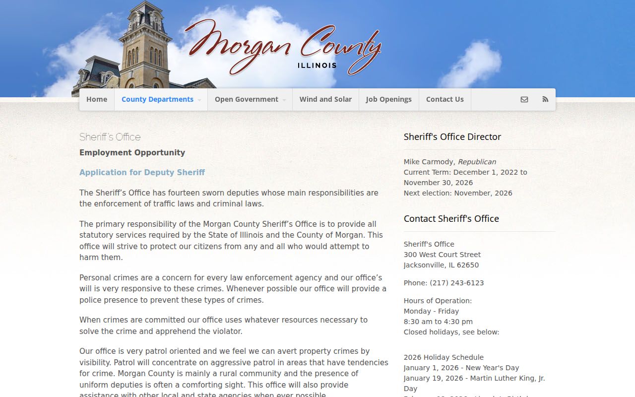 Morgan County criminal history Sheriff and jail contact page