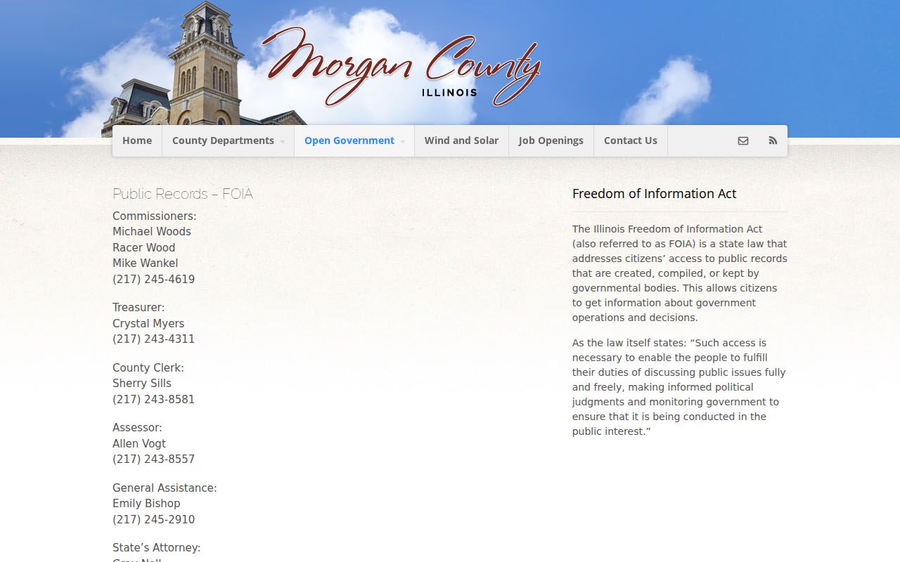 Morgan County criminal history FOIA public records page